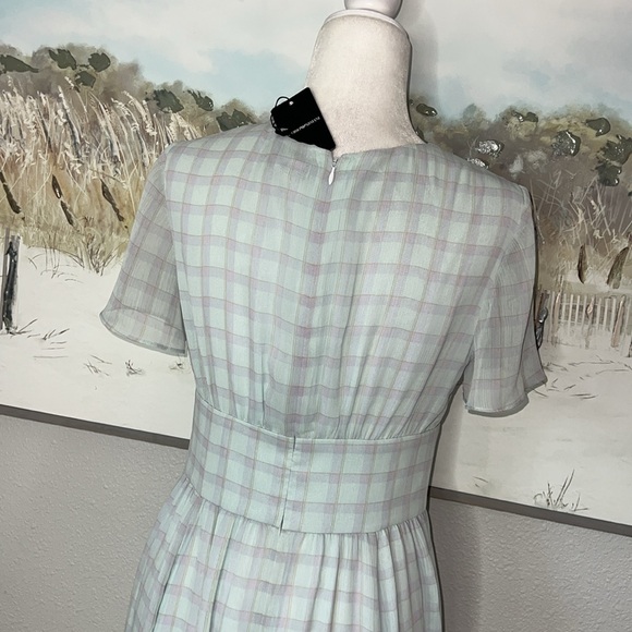 NWT EMPORIO ARMANI V-Neck Check Print Chiffon Dress Sz 42 (US 6) - Picture 12 of 16